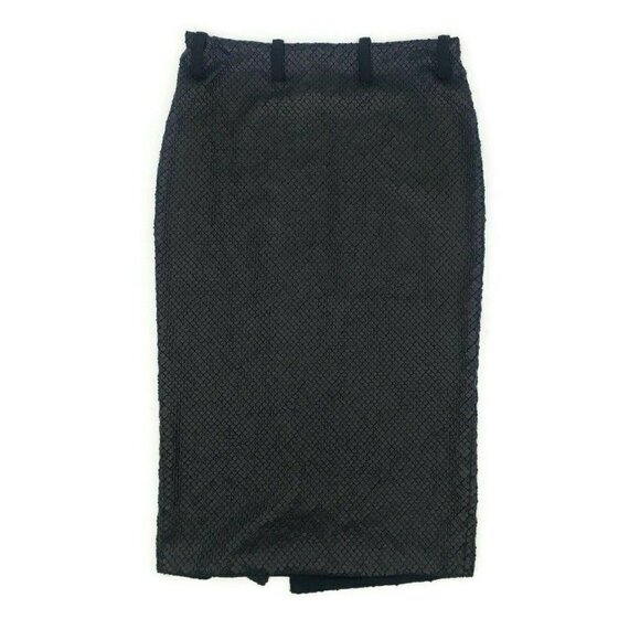 New Les Filles D'Ailleurs Skirt Womens Medium Black Pencil Textured J515